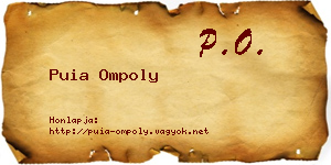 Puia Ompoly névjegykártya